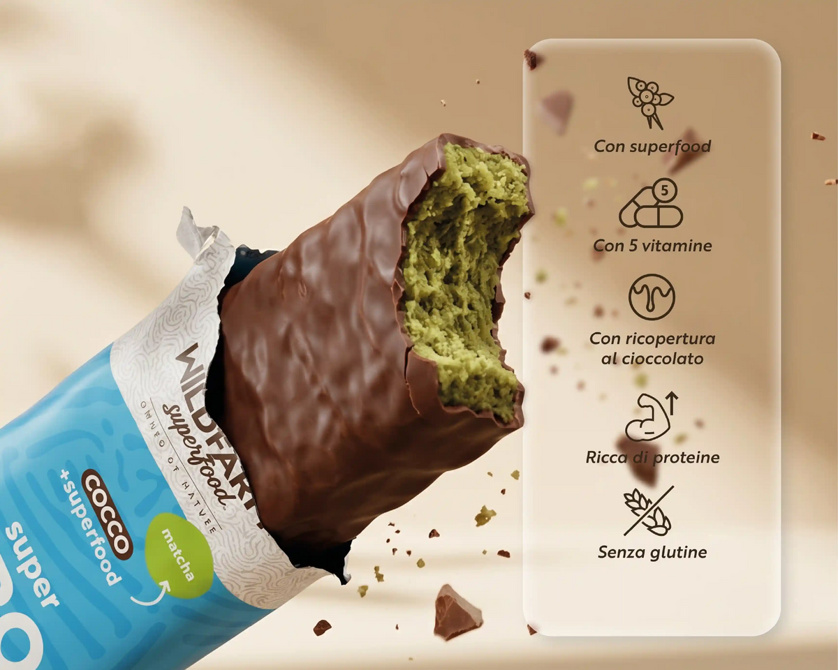 Super Proteinriegel Kokosnuss + Matcha
